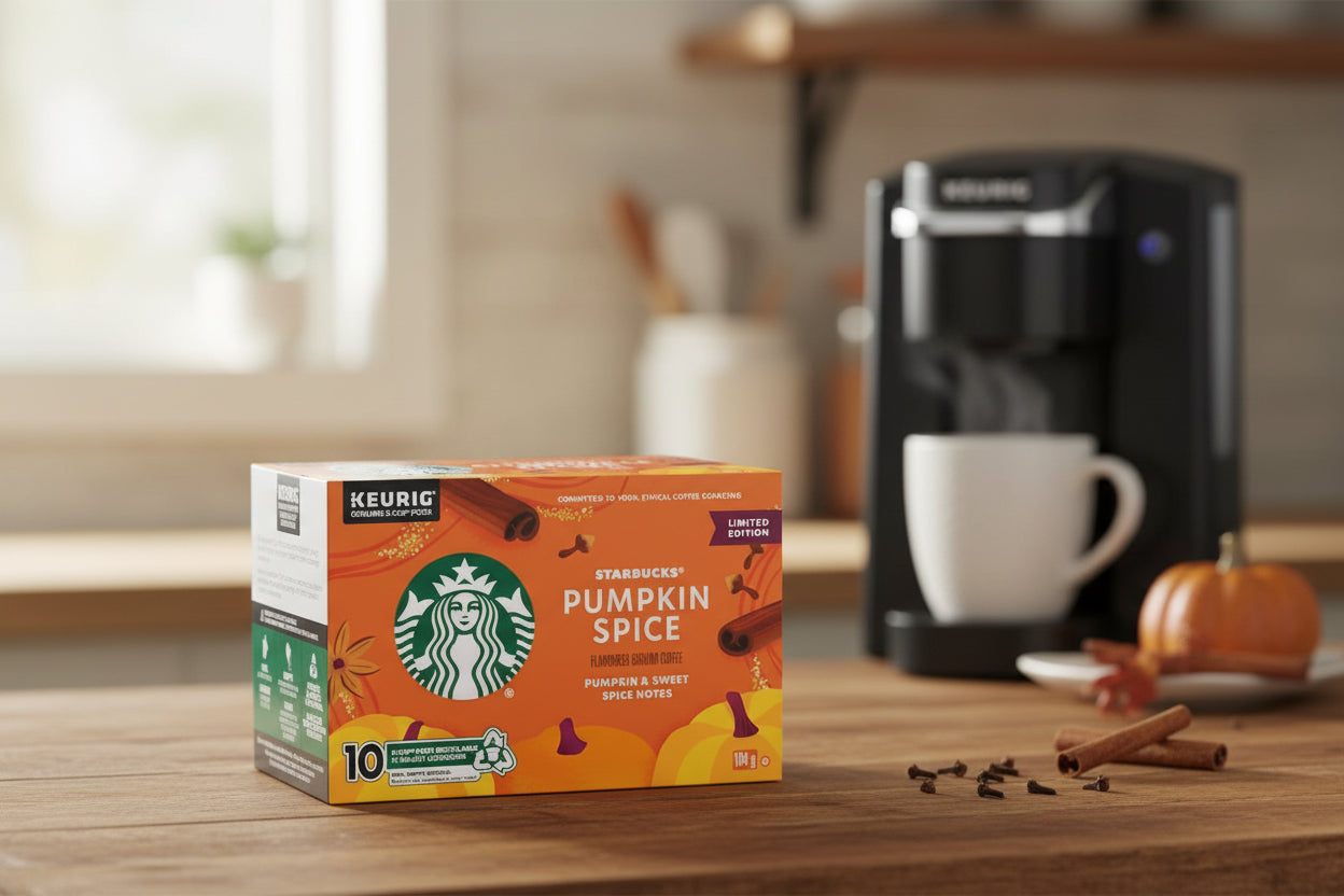 Starbucks Pumpkin Spice K-Cup Coffee Pods – Medium Roast Flavoured Arabica Coffee for Keurig Brewers, 10 Count