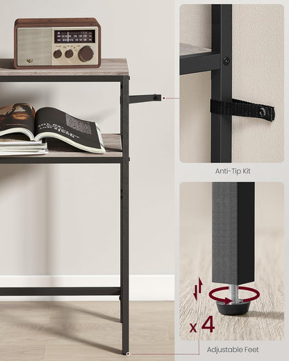 Slim Console Table with Storage Shelf, 2 Tier Entryway Table, Narrow Sofa Table for Hallway, Living Room and Small Spaces Heather Greige and Ink Black LNT130K02