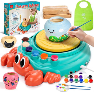 Lehoo Castle Kids Pottery Wheel Kit – USB Electric Pottery Studio with Air-Dry Clay, Paints & Sculpting Tools, Ages 6+