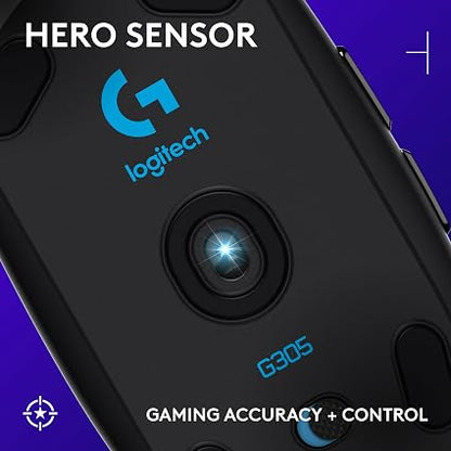 Logitech G305 LIGHTSPEED Wireless Gaming Mouse – HERO 12K DPI Sensor, 6 Programmable Buttons, 250-Hour Battery