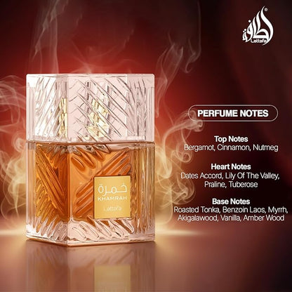 Lattafa Khamrah 100ml Eau de Parfum – Unisex Long Lasting Warm Spicy Vanilla Fragrance for Men & Women