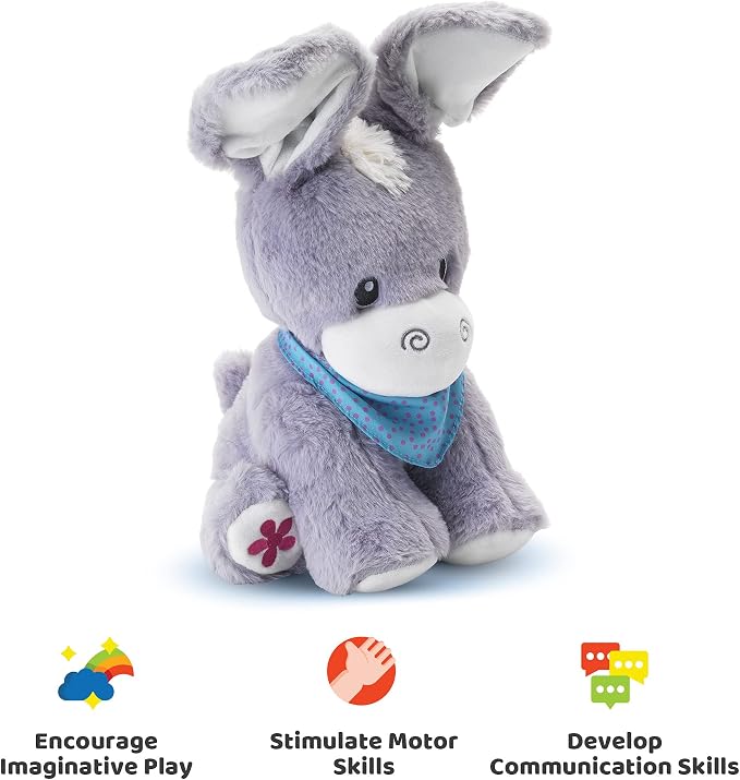 KiddoLab Peek-A-Boo Donkey Interactive Musical Plush Toy with Moving Ears, Songs & Lullabies for Babies 6+ Months