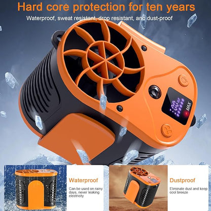 KYJ-UP Portable Waist Fan – 15000mAh Rechargeable Personal Cooling Fan with 7 Speeds, Belt Clip, Neck Strap & USB-C