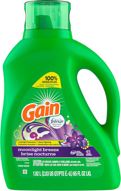 Gain Laundry Detergent Moonlight Breeze – Compatible Laundry Detergent Pods, High Efficiency Washing Machine Detergent, Powerful Stain & Odour Removal