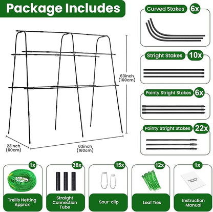 OTOSUNNY Garden Tunnel Trellis for Climbing Plants – 63" x 63" x 24" Metal Trellis with Netting