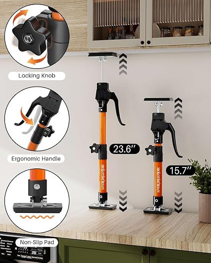 HOLOTHURIAN Cabinet Jack Support Pole – 15.8–23.6" Adjustable Third Hand Tool for Cabinet Installation, Drywall & Woodworking, 200 lb Capacity