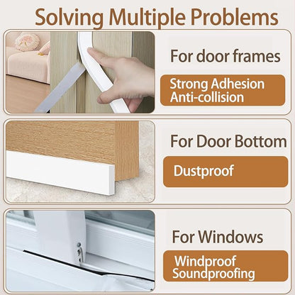 ZOMPAGO High-Density EVA Foam Tape – Self-Adhesive Weatherstrip Seal for Doors and Windows, Assorted Sizes
