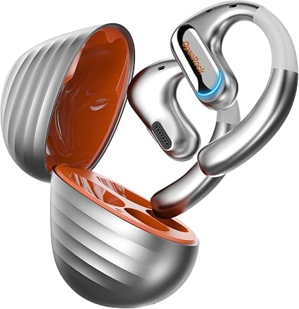 OpenRock Pro Open-Ear Wireless Earbuds – Bluetooth 5.2 Sports Headphones with 46-Hour Playtime, IPX5 Waterproof, Silver