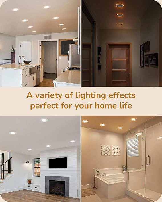 EDISHINE 4-Inch LED Recessed Can Lights with Night Light – 12 Pack, 8W 700LM, 5CCT Selectable, Dimmable Star & Moon Retrofit Downlights