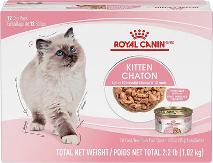 Royal Canin Wet Cat Food for Kitten and Adult Cats – Assorted Flavors & Pack Sizes, Thin Slices in Gravy & Soft Loaf