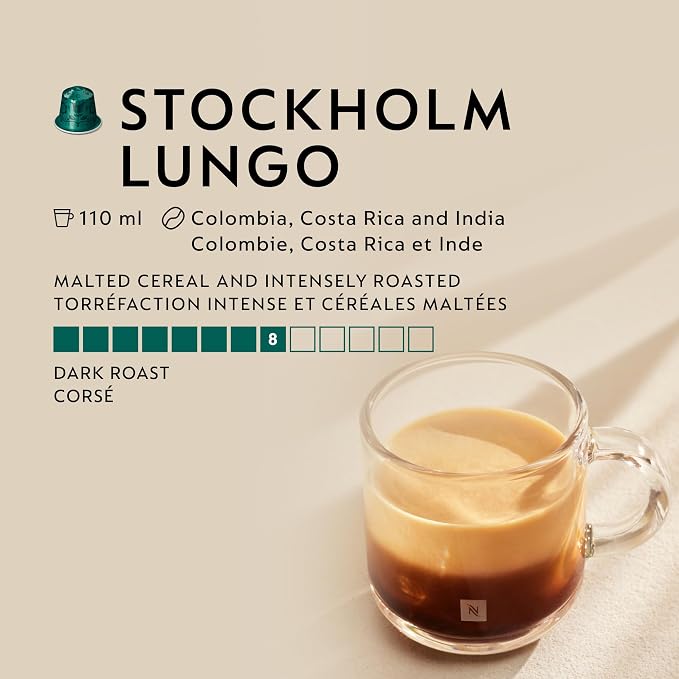 Nespresso Original Stockholm Lungo Coffee Capsules – Recyclable Espresso Pods, 90 Count