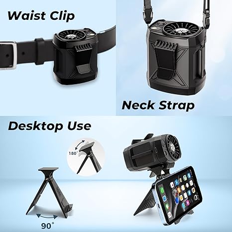 Yamokizy 4-in-1 Rechargeable Portable Waist Fan 3000mAh