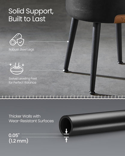 Storage Ottoman Stool with Hidden Storage, Round Vanity Chair, Foot Rest and Side Table with Synthetic Leather Seat Ink Black LOM005B01