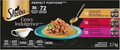 SHEBA Gravy Indulgence Perfect Portions Wet Cat Food – Assorted Flavours & Pack Sizes, Adult Cat Food in Extra Gravy