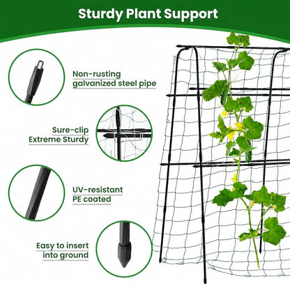 OTOSUNNY Garden Tunnel Trellis for Climbing Plants – 63" x 63" x 24" Metal Trellis with Netting