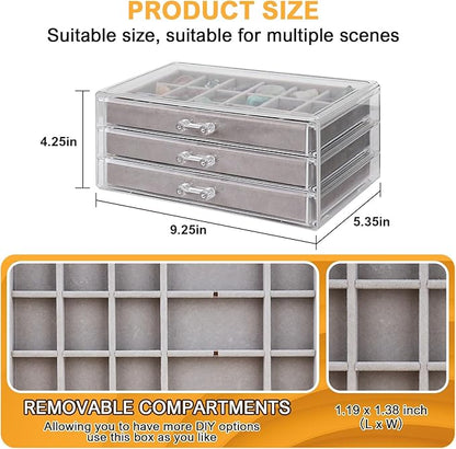 Acrylic Rock Collection Display Case – 36-Grid Clear Collectibles Storage Box for Crystals, Mini Figures and Small Items