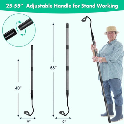 DEROFIT 55-Inch Heavy-Duty Garden Hoe – Adjustable Long-Handle Carbon Steel Hollow Hoe & Manual Weeder for Weeding, Digging & Soil Cultivation