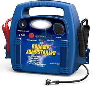 ZunDian 1000A Portable Jump Starter with 260 PSI Air Compressor – 12V Car Battery Booster, Digital Tire Inflator, USB Power & LED Work Light