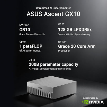 ASUS Ascent GX10 AI Supercomputer – NVIDIA GB10, 128GB Unified Memory, 1TB NVMe – Open Box