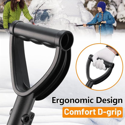 Kids Snow Shovel with Metal Handle – 32 Inch Lightweight Snow Shovel for Children Ages 3–12, Durable Plastic Blade with Comfort D-Grip