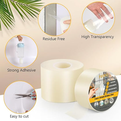 FIFIFO 3-Inch Transparent Weather Sealing Tape – Waterproof Window Insulation and Draft Seal Tape
