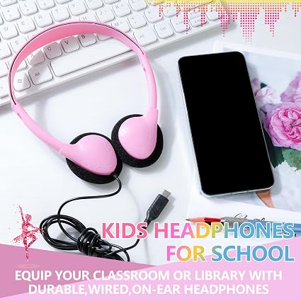 CNSZSLZ 20-Pack Classroom Headphones – USB-C & 3.5mm Wired On-Ear Student Headphones, Assorted Colors