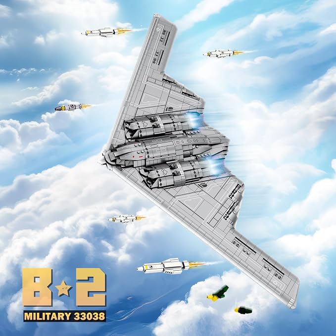 Reobrix B-2 Spirit Stealth Bomber Building Block Set – 1,964-Piece Military Aircraft Model Kit, 1:70 Scale, Ages 14+