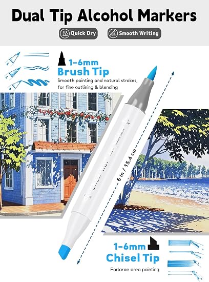 Fnooota 80-Colour Alcohol Markers Set – Dual-Tip Brush & Chisel Art Markers with Colour-Matching App and Carrying Case for Drawing, Illustration & Colouring