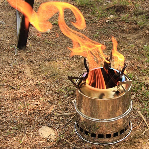 Stainless Steel Wood-Burning Camping Stove – Portable Outdoor Cooking & Heating S1316