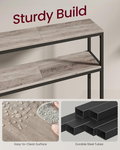 Slim Console Table with Storage Shelf, 2 Tier Entryway Table, Narrow Sofa Table for Hallway, Living Room and Small Spaces Heather Greige and Ink Black LNT130K02