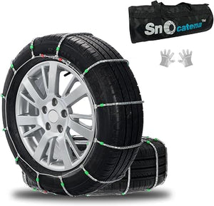SNOCATENA Snow Chains for Car & SUV – Set of 2 Cable Tire Chains for 195-235mm Tire Widths