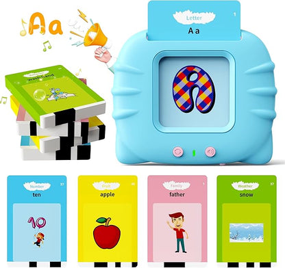 Shiningstone Talking Flash Cards 224 Words Cat Blue Speech Therapy Learning Toy for Toddlers