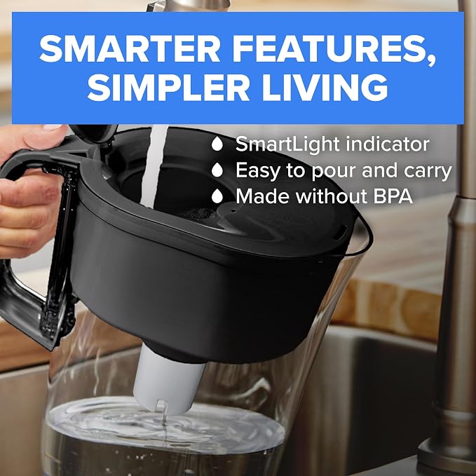 Brita 6-Cup Water Filter Pitcher – BPA-Free Red Drinking Water Pitcher with 1 Standard Filter