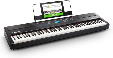 Alesis Recital Pro - 88 Key Digital Piano Keyboard with Hammer Action Weighted Keys, 2x20W Speakers, 12 Voices, Record and Lesson Mode, FX and Display