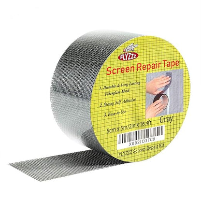 FLYZZZ Window Screen Repair Tape 2" x 16.4 FT – Waterproof Fiberglass Mesh Patch Tape for Window & Screen Door Repair