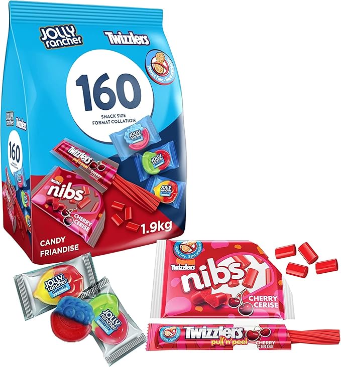 TWIZZLERS & JOLLY RANCHER Candy Variety Pack – 160 Individually Wrapped Snack-Size Candies & Gummies, 1.9 kg
