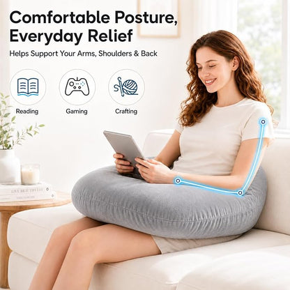 vamorry U-Shaped Gaming Pillow with Arm Supports – Velvet Lap Cushion for Gaming, Reading, Working & Crafts