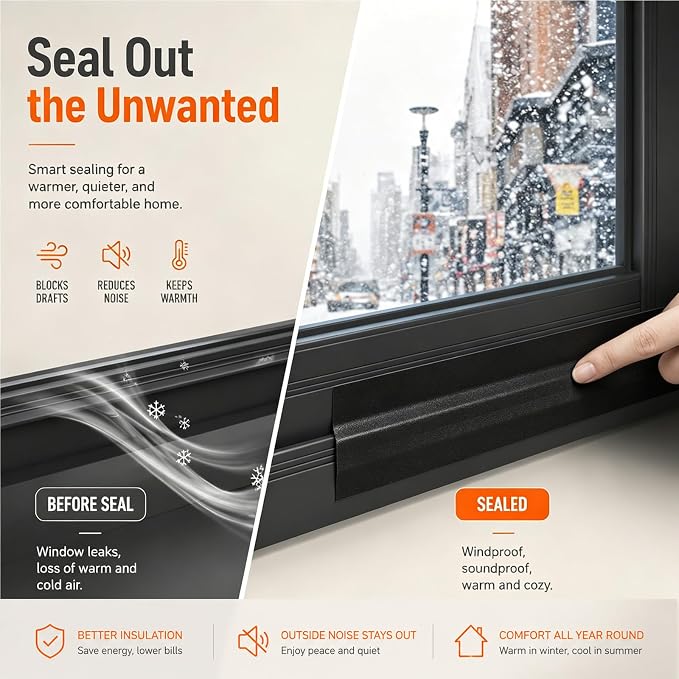 ZOMPAGO Self-Adhesive Weather Stripping Tape – Door and Window Seal Strips