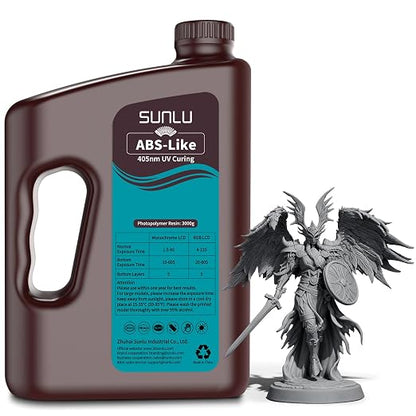 SUNLU 3KG ABS-Like 3D Printer Resin – 405nm UV-Curing Photopolymer Resin for LCD/DLP/SLA Printers