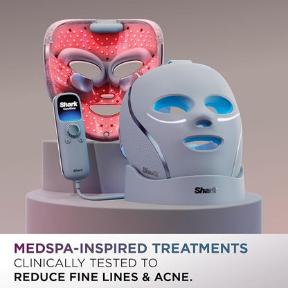 Shark CryoGlow LED Face Mask - Red, Blue & Infrared Light Therapy with Under-Eye Cooling