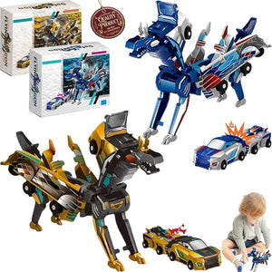 TEZKIM 2-in-1 Collision Transforming Dinosaur Car Toy – Magnetic Crash-to-Transform Vehicle