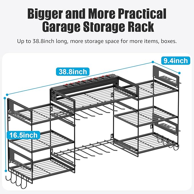 CCCEI Large Power Tool Organizer Wall Mount – Heavy-Duty Garage Drill Storage Rack with Charging Station