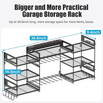 CCCEI Large Power Tool Organizer Wall Mount – Heavy-Duty Garage Drill Storage Rack with Charging Station