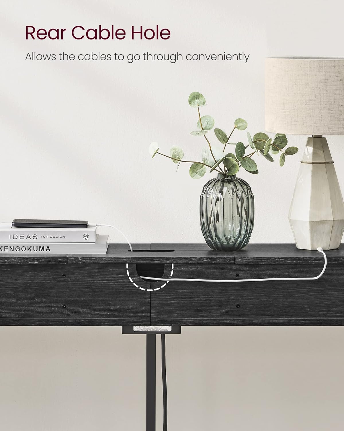 Console Table with Power Outlet, 70 Inch Sofa Table, Narrow Entryway Table with Hidden Charging Station and Storage Shelves for Hallway, Living Room and Behind Couch Black LNT118B22