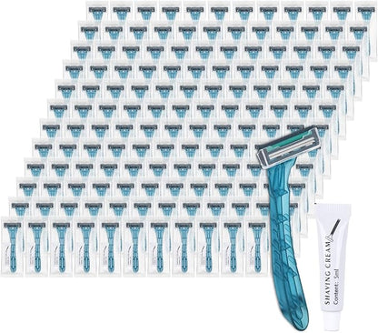 Lilingsty Disposable Razors with Shaving Cream – Individually Packaged 2-Blade Travel Shaving Kits