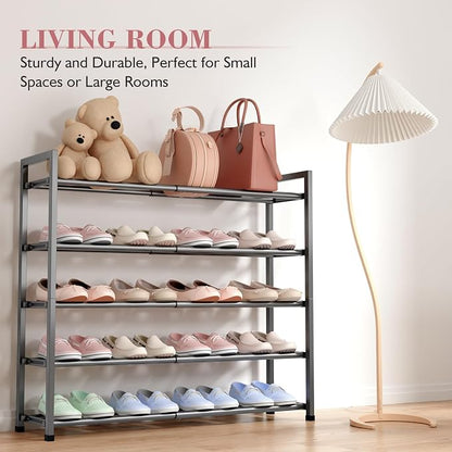 Bumusty Expandable Shoe Rack – 18–33" Adjustable Metal Shoe Storage Organizer for Closet, Entryway & Small Spaces