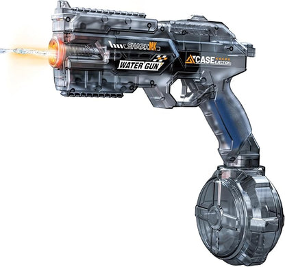 Automatic Electric Water Gun with LED Lights – 26ft Range, 500ml Drum Tank Transparent Water Blaster for Kids & Adults