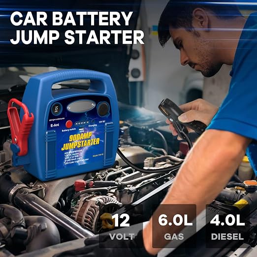 ZunDian 1000A Portable Jump Starter with 260 PSI Air Compressor – 12V Car Battery Booster, Digital Tire Inflator, USB Power & LED Work Light