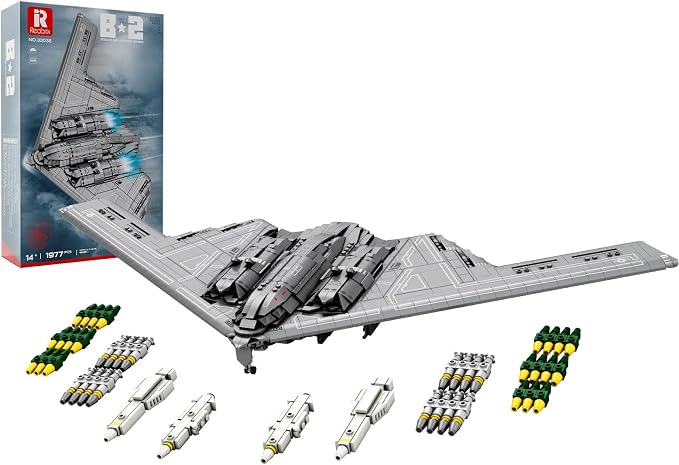 Reobrix B-2 Spirit Stealth Bomber Building Block Set – 1,964-Piece Military Aircraft Model Kit, 1:70 Scale, Ages 14+