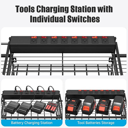 CCCEI Large Power Tool Organizer Wall Mount – Heavy-Duty Garage Drill Storage Rack with Charging Station